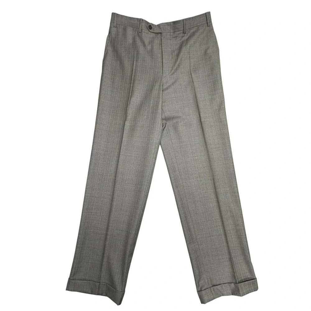 Canali Suit Mens EU 50 34x30 Gray Wool Striped 2 Piece Jacket Pants Made Italy